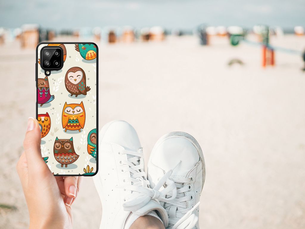 Samsung Galaxy A12 Dierenprint Telefoonhoesje Vrolijke Uilen B2C Telecom
