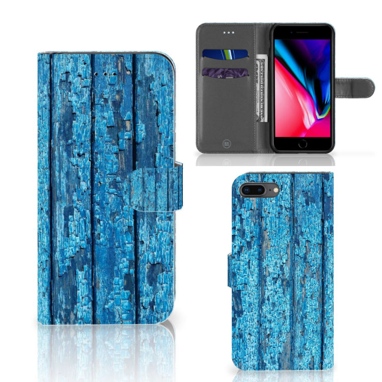 Apple iPhone 7 Plus | 8 Plus Book Style Case Wood Blue