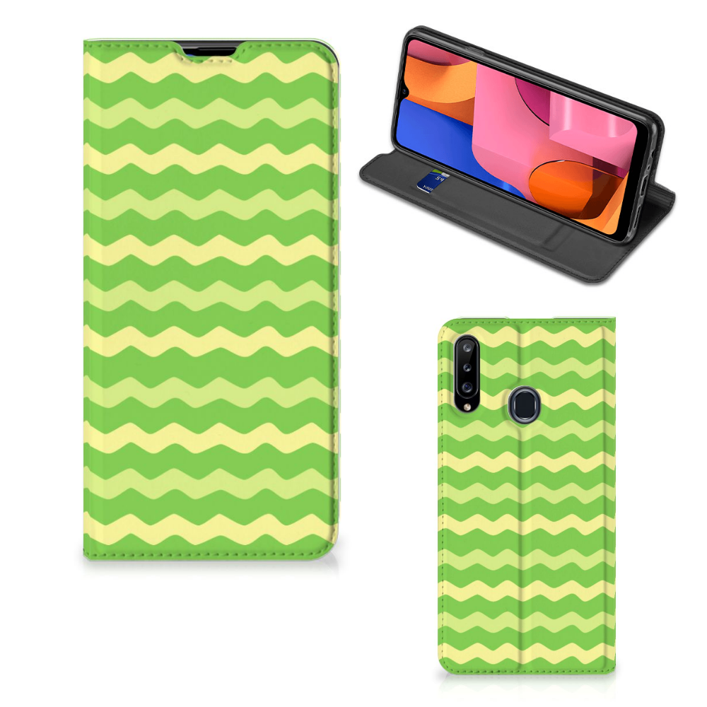 Samsung Galaxy A20s Hoesje met Magneet Waves Green - B2C Telecom