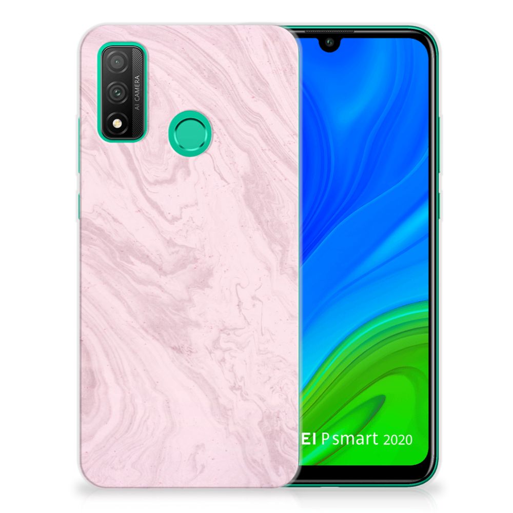 Huawei P Smart 2020 TPU Siliconen Hoesje Marble Pink - Origineel Cadeau Vriendin