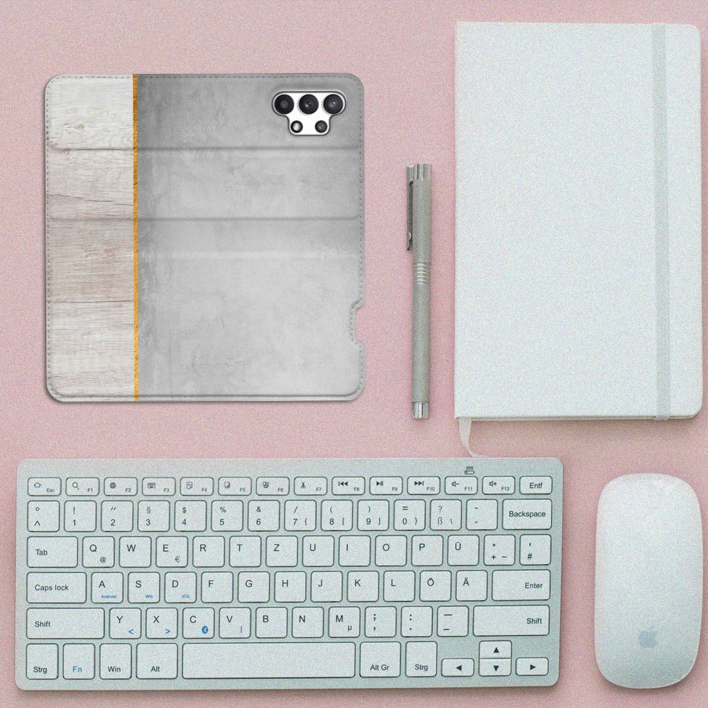 Samsung Galaxy A32 4G | A32 5G Enterprise Editie Book Wallet Case Wood Concrete - B2C Telecom