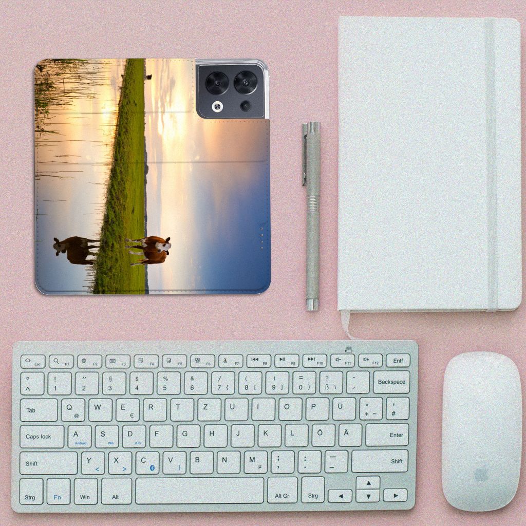 OPPO Reno8 Hoesje maken Koe - B2C Telecom