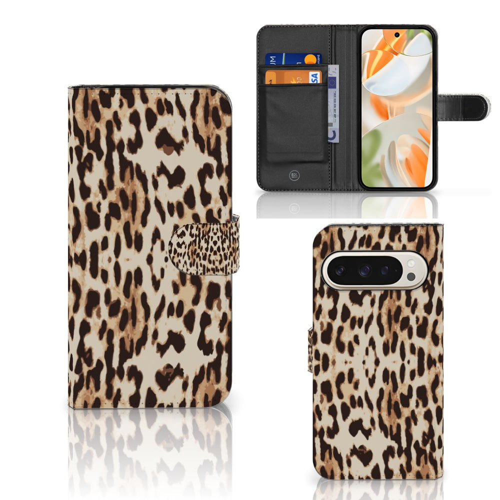 Google Pixel 9 | 9 Pro Telefoonhoesje met Pasjes Leopard