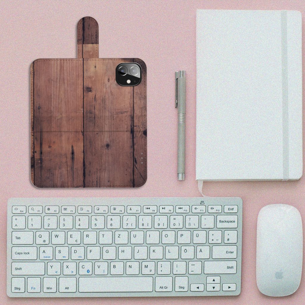 Apple iPhone 12 Mini Book Style Case Old Wood