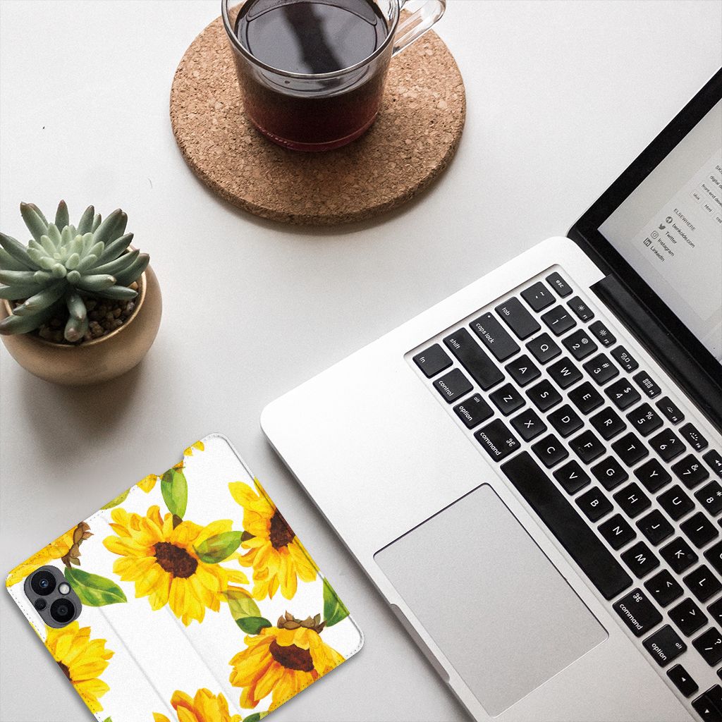 Smart Cover voor OPPO Reno8 Lite Zonnebloemen - B2C Telecom