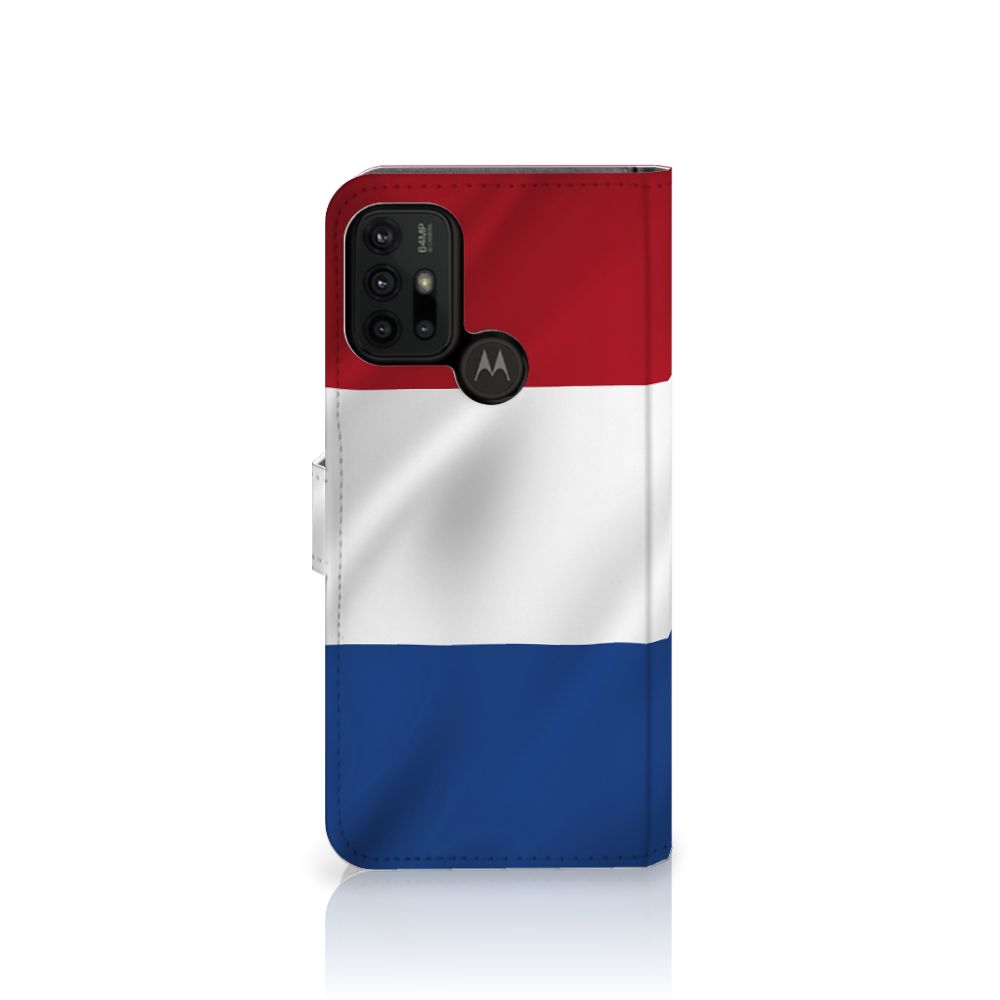 Motorola Moto G10 | G20 | G30 Bookstyle Case Nederlandse Vlag met artistiek ontwerp van de Nederlandse vlag.