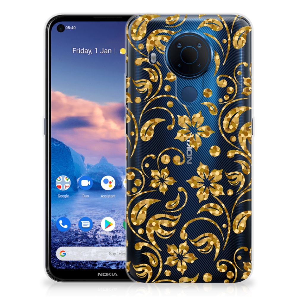 Nokia 5.4 TPU Case Gouden Bloemen
