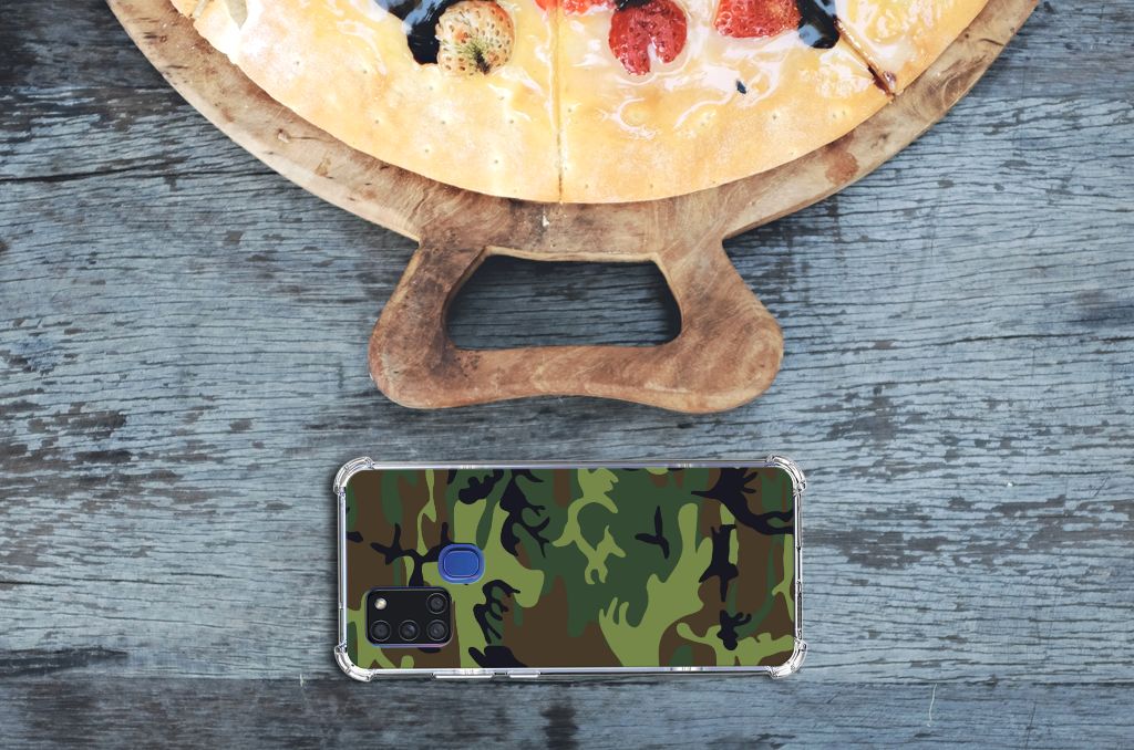 Samsung Galaxy A21s Doorzichtige Silicone Hoesje Army Dark B2C Telecom
