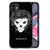 Telefoonhoesje iPhone 11 Skull Hair met skull design en afro haar op zwarte achtergrond.