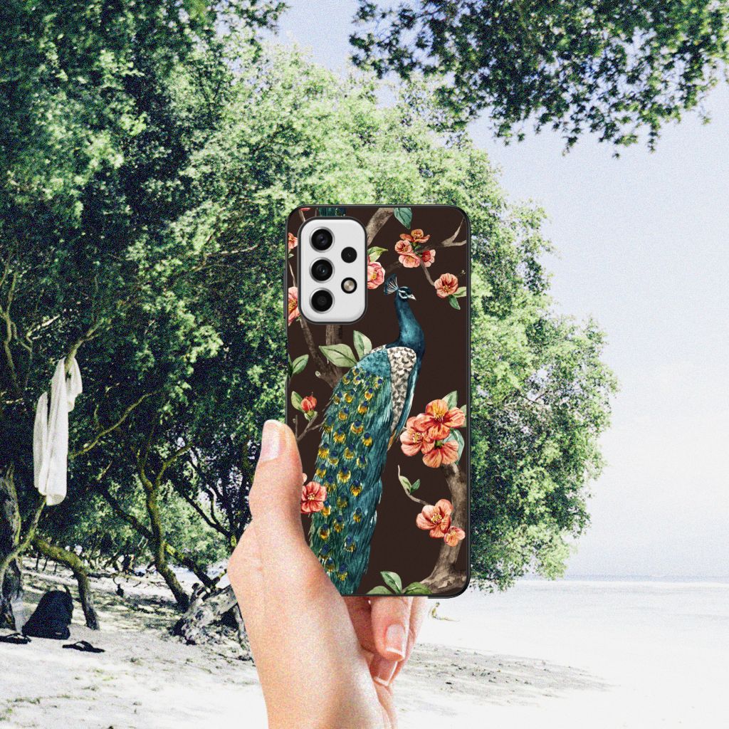 Samsung Galaxy A23 Dierenprint Telefoonhoesje Pauw met Bloemen B2C Telecom