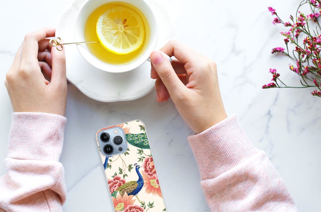 TPU Hoesje voor Apple iPhone 13 Pro Pink Peacock B2C Telecom