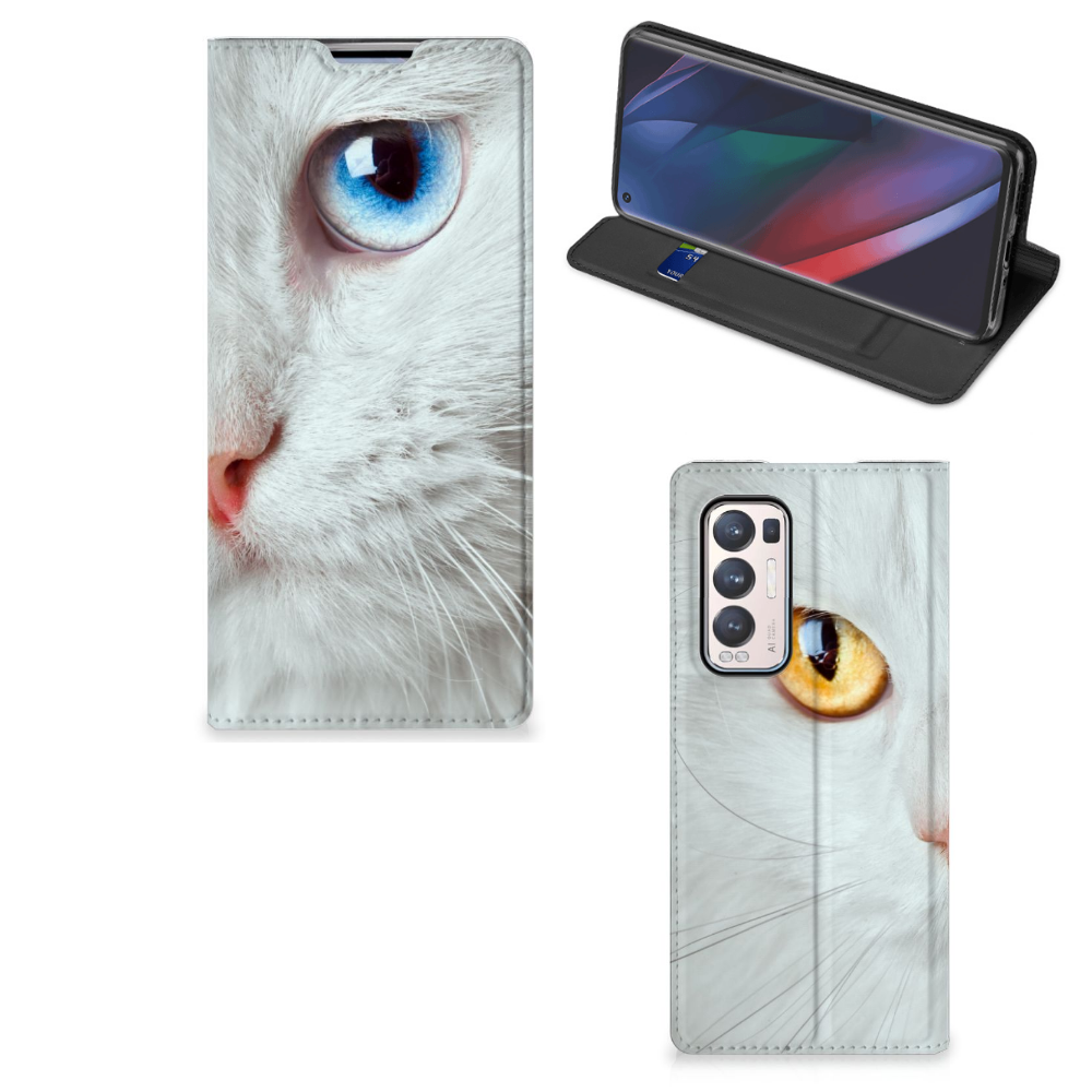 OPPO Find X3 Neo Hoesje maken Witte Kat - B2C Telecom