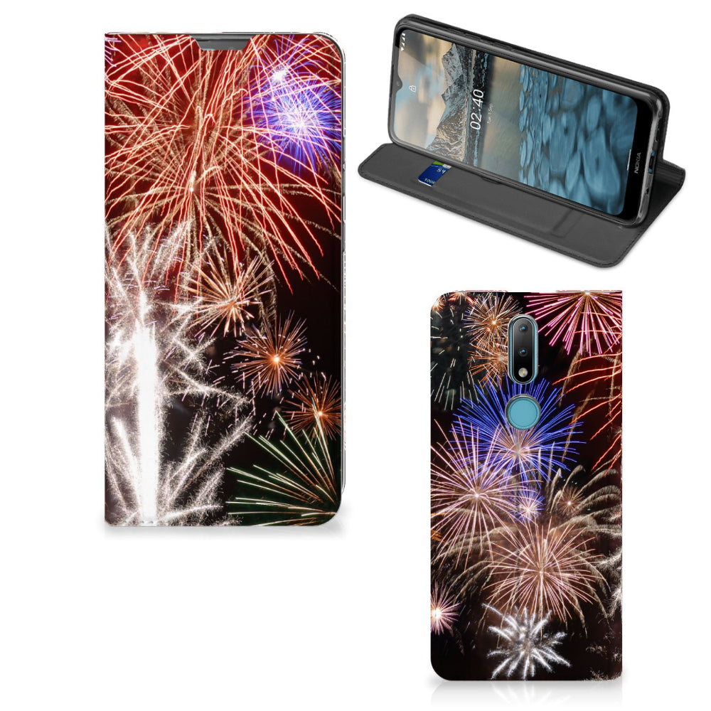 Nokia 2.4 Hippe Standcase Vuurwerk