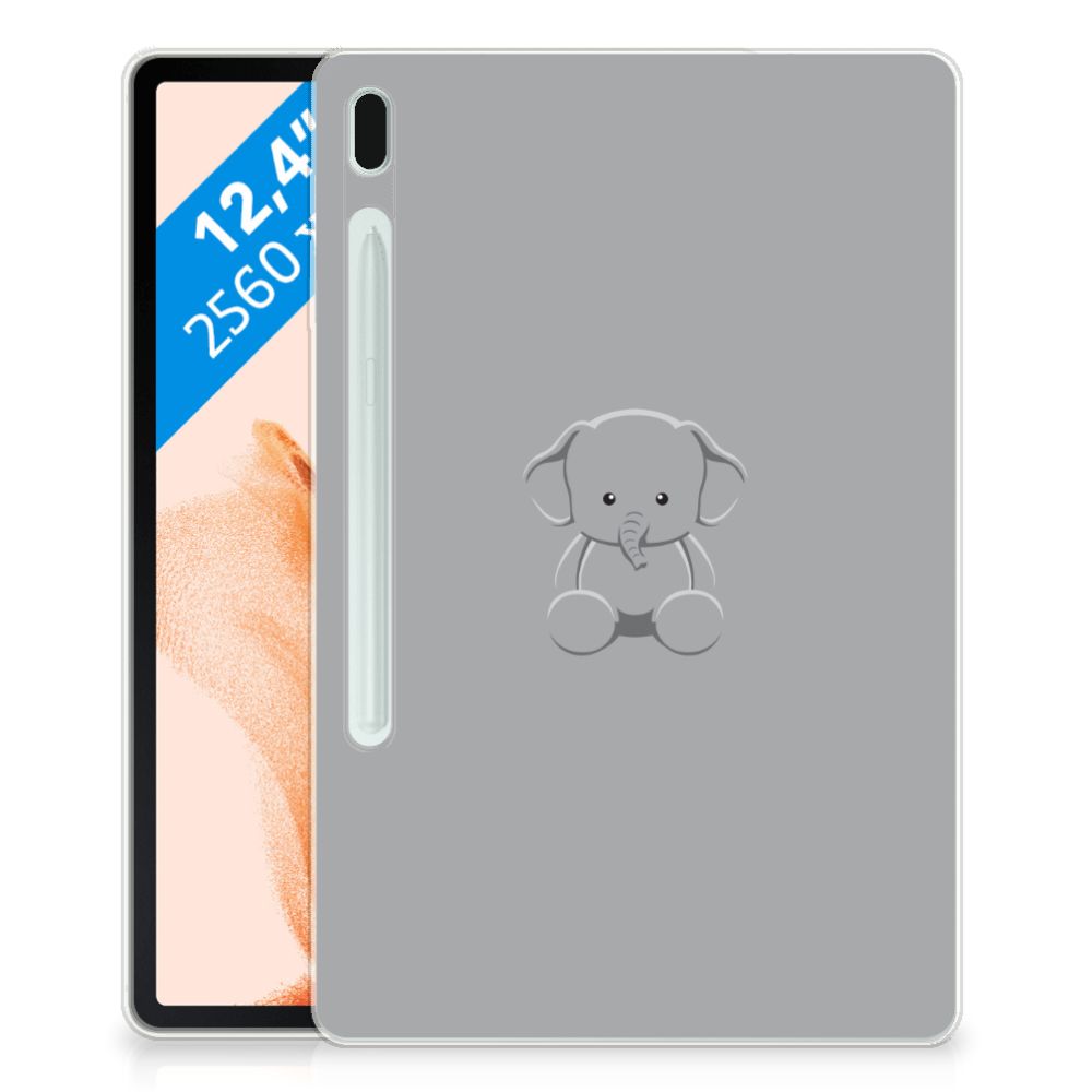 Samsung Galaxy Tab S7FE Tablet Back Cover Grijs Baby Olifant