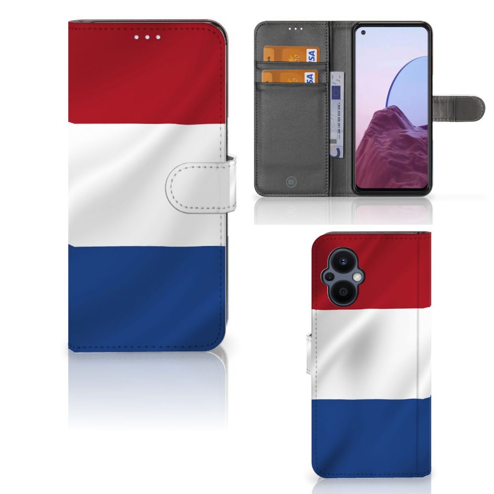 OPPO Reno 8 Lite | OnePlus Nord N20 Bookstyle Case Nederlandse Vlag met pasjes en artistiek ontwerp