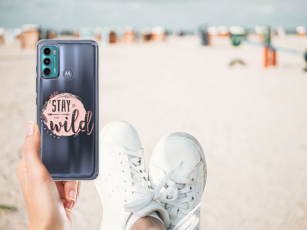 Motorola Moto G60 Telefoonhoesje met Naam Boho Stay Wild B2C Telecom