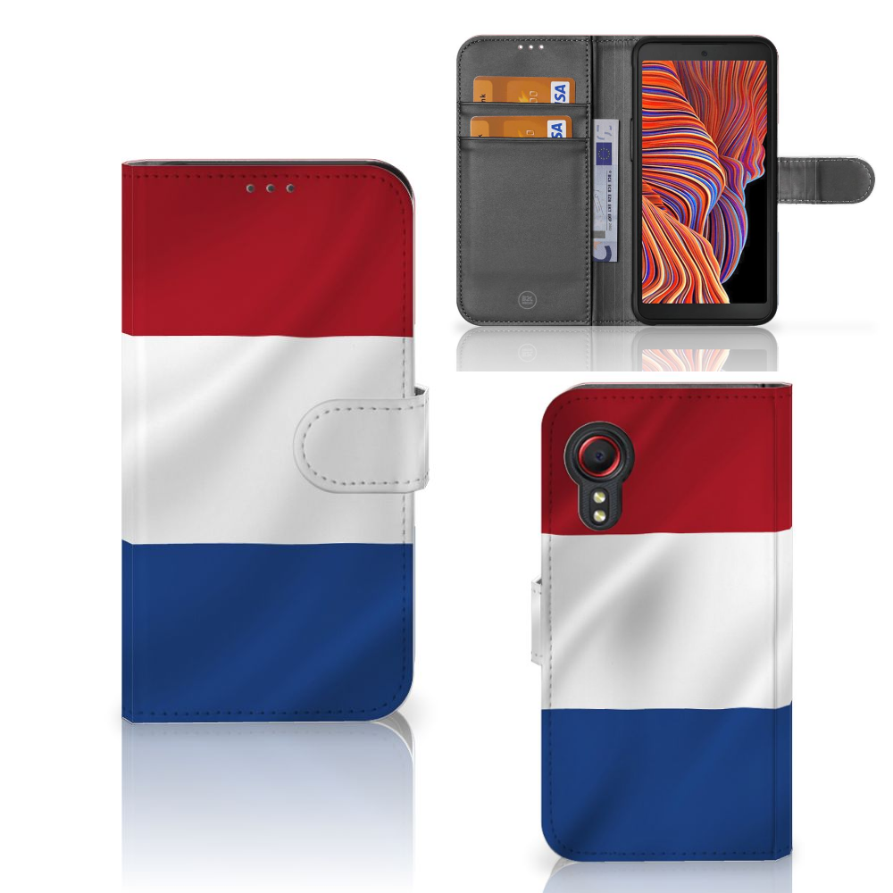Samsung Galaxy Xcover 5 Bookstyle Case Nederlandse Vlag met pasjes en Nederlandse vlag design.
