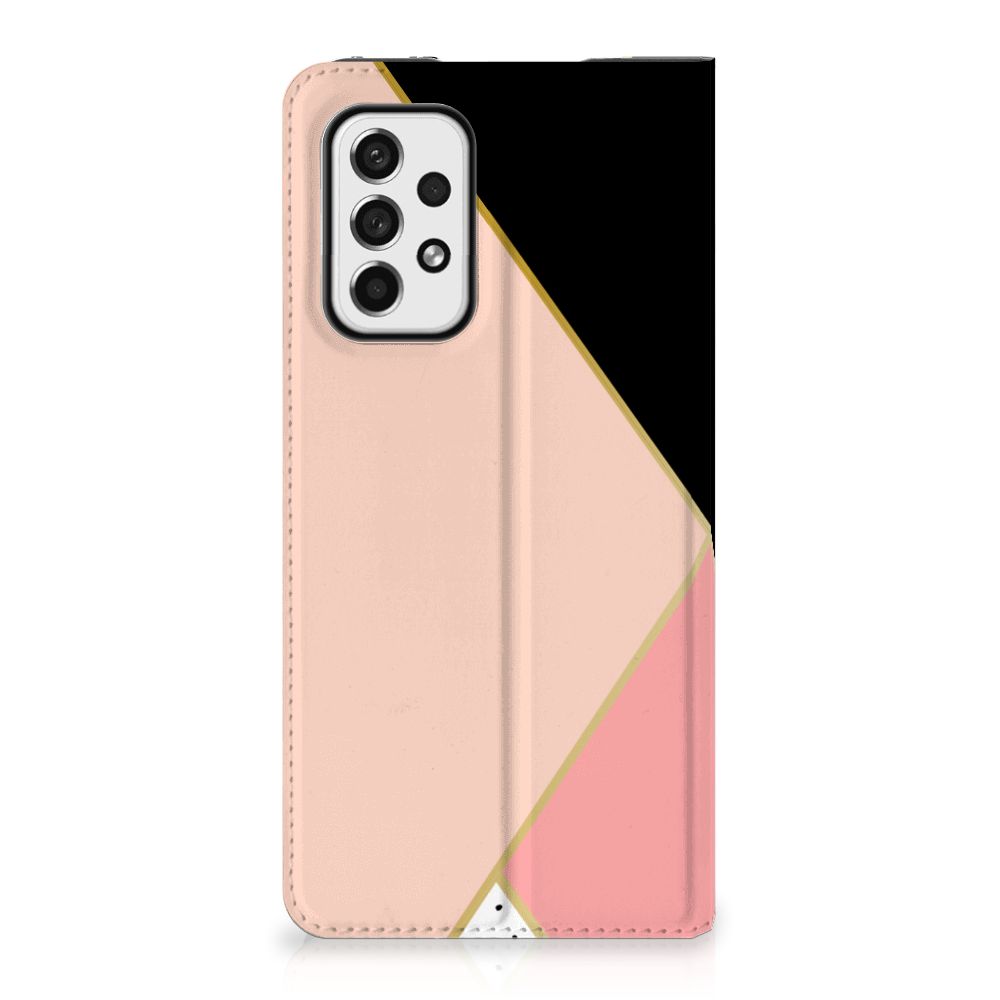 Samsung Galaxy A73 Stand Case Zwart Roze Vormen - B2C Telecom