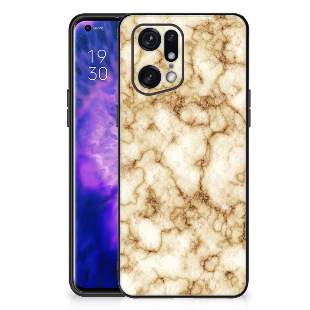 OPPO Find X5 Pro Marmeren Print Telefoonhoesje Marmer Goud