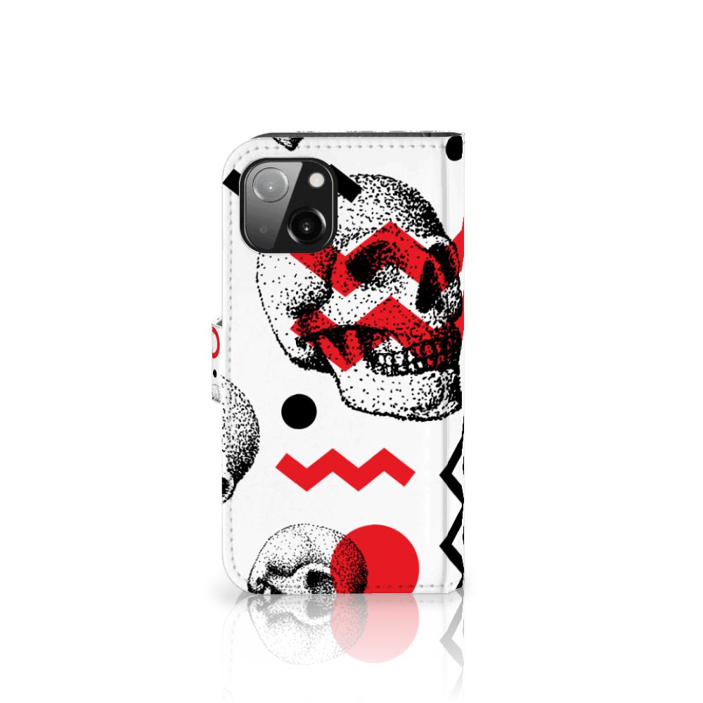 Telefoonhoesje met Naam Apple iPhone 13 Skull Red met stoer schedeldesign en rode en witte patronen 🎨.