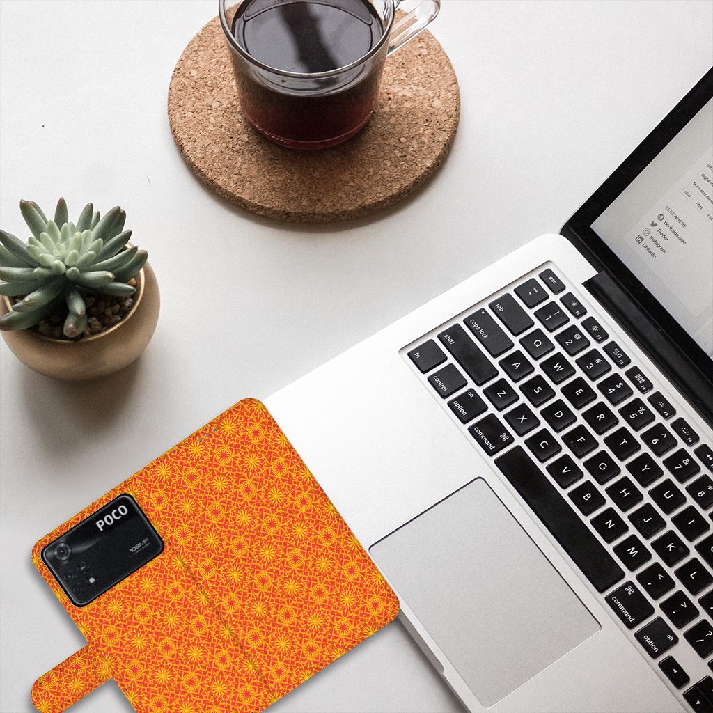 Xiaomi Poco X4 Pro 5G Telefoon Hoesje Batik Oranje