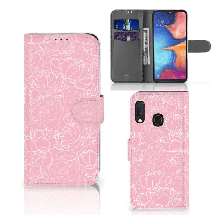 Samsung Galaxy A20e Hoesje White Flowers