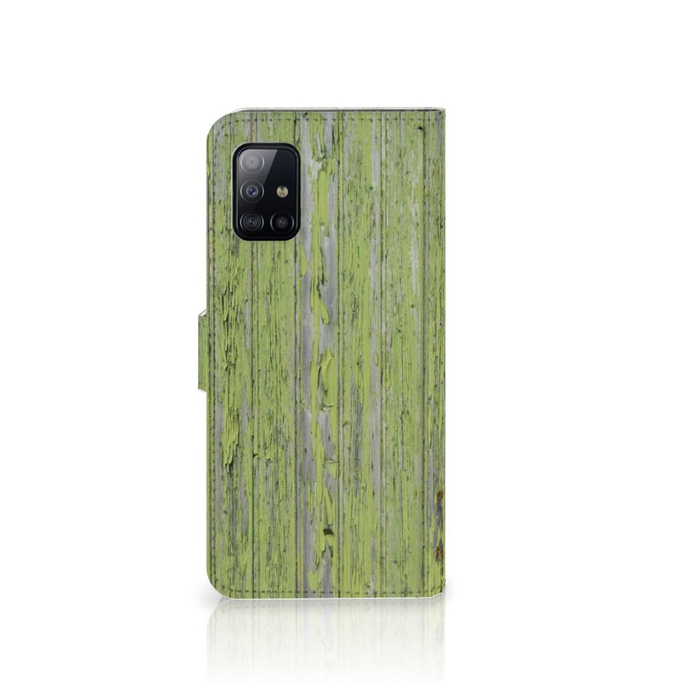 Samsung Galaxy A71 Book Style Case Green Wood