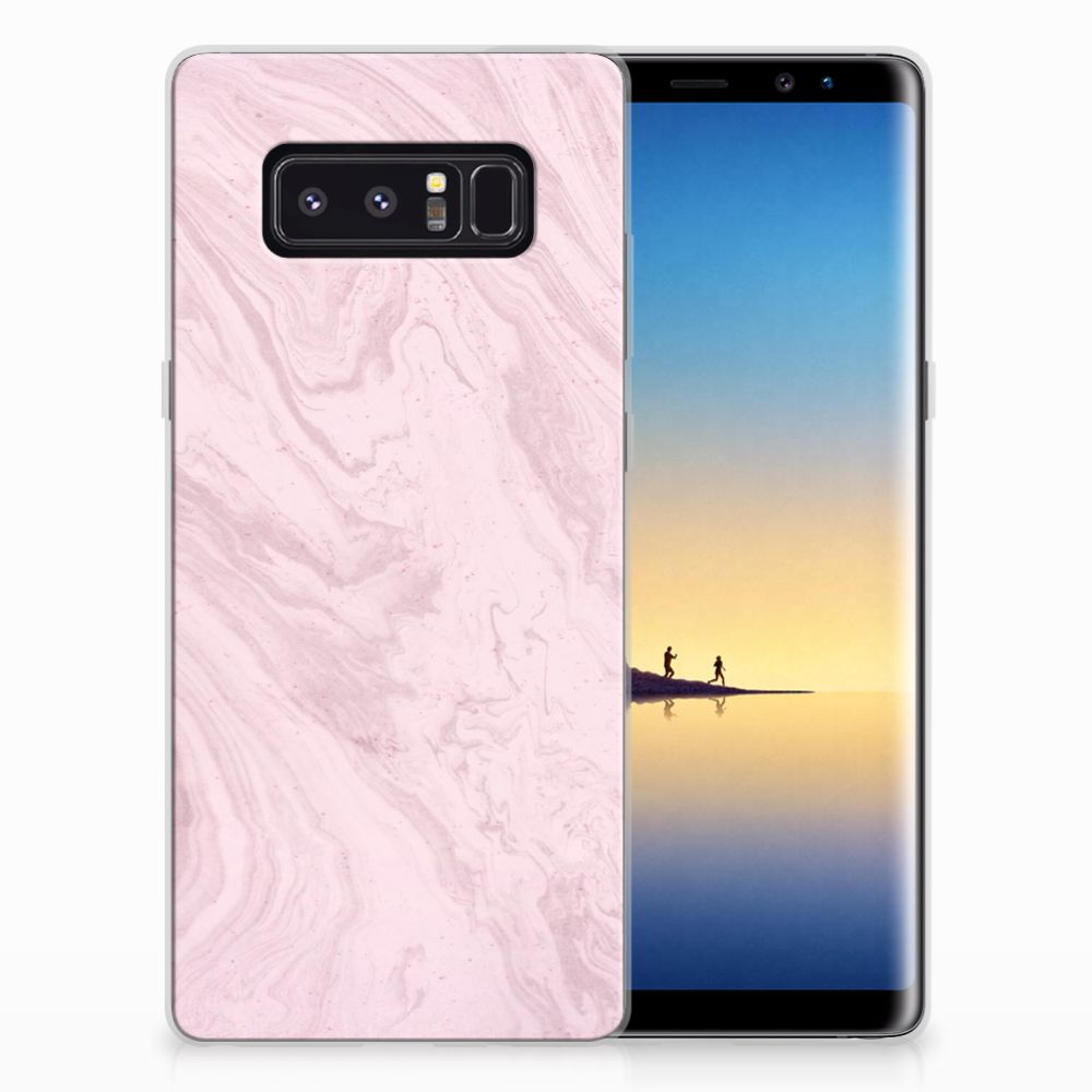 Samsung Galaxy Note 8 TPU Siliconen Hoesje Marble Pink - Origineel Cadeau Vriendin