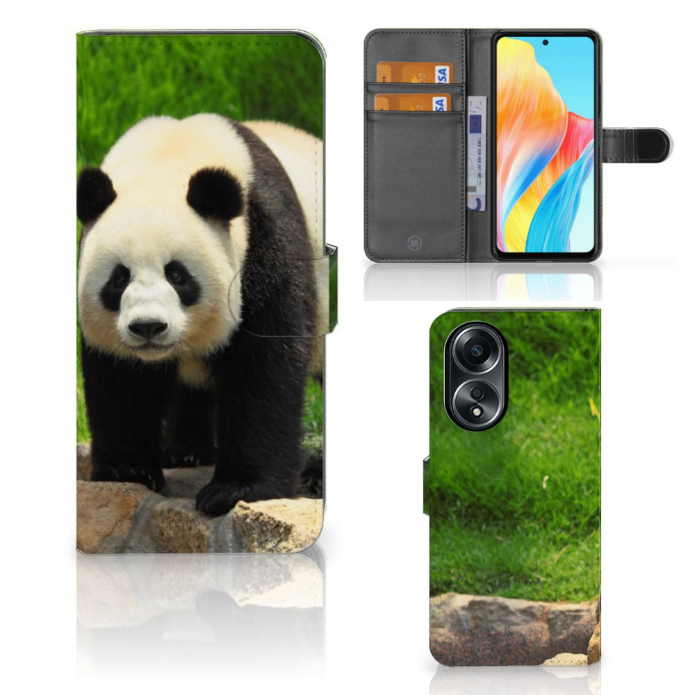 OPPO A58 4G Telefoonhoesje met Pasjes Panda