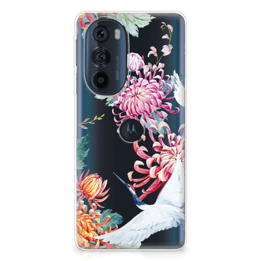 Motorola Edge 30 Pro TPU Hoesje Bird Flowers