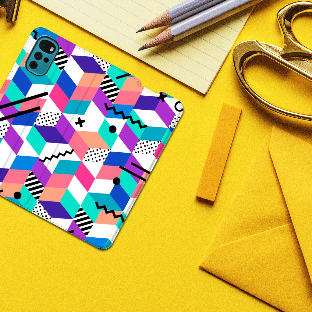 Motorola Moto G22 Stand Case Blokken Kleurrijk - B2C Telecom