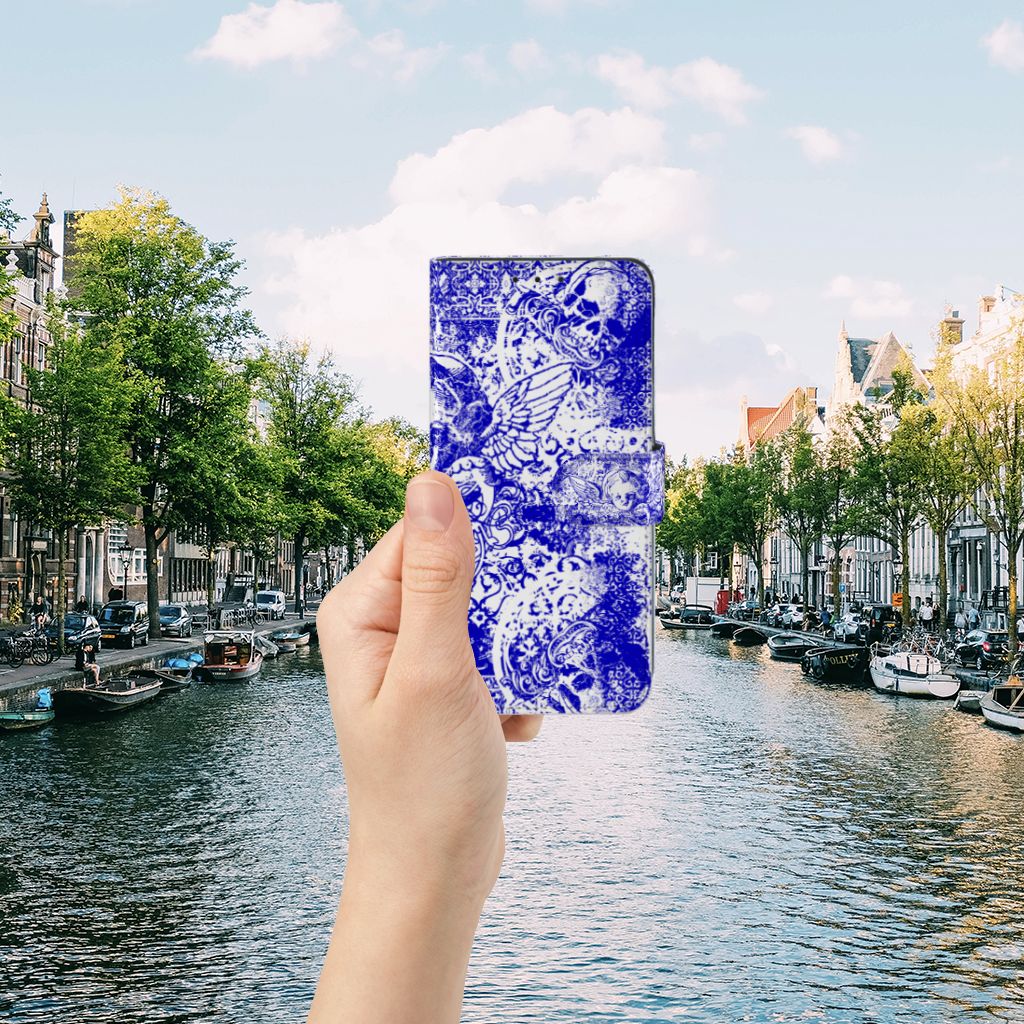 Telefoonhoesje met Naam Alcatel 1S 2020 Angel Skull Blauw