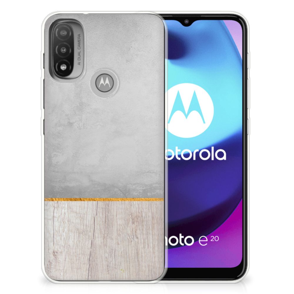 Motorola Moto E20 | E40 Bumper Hoesje Wood Concrete