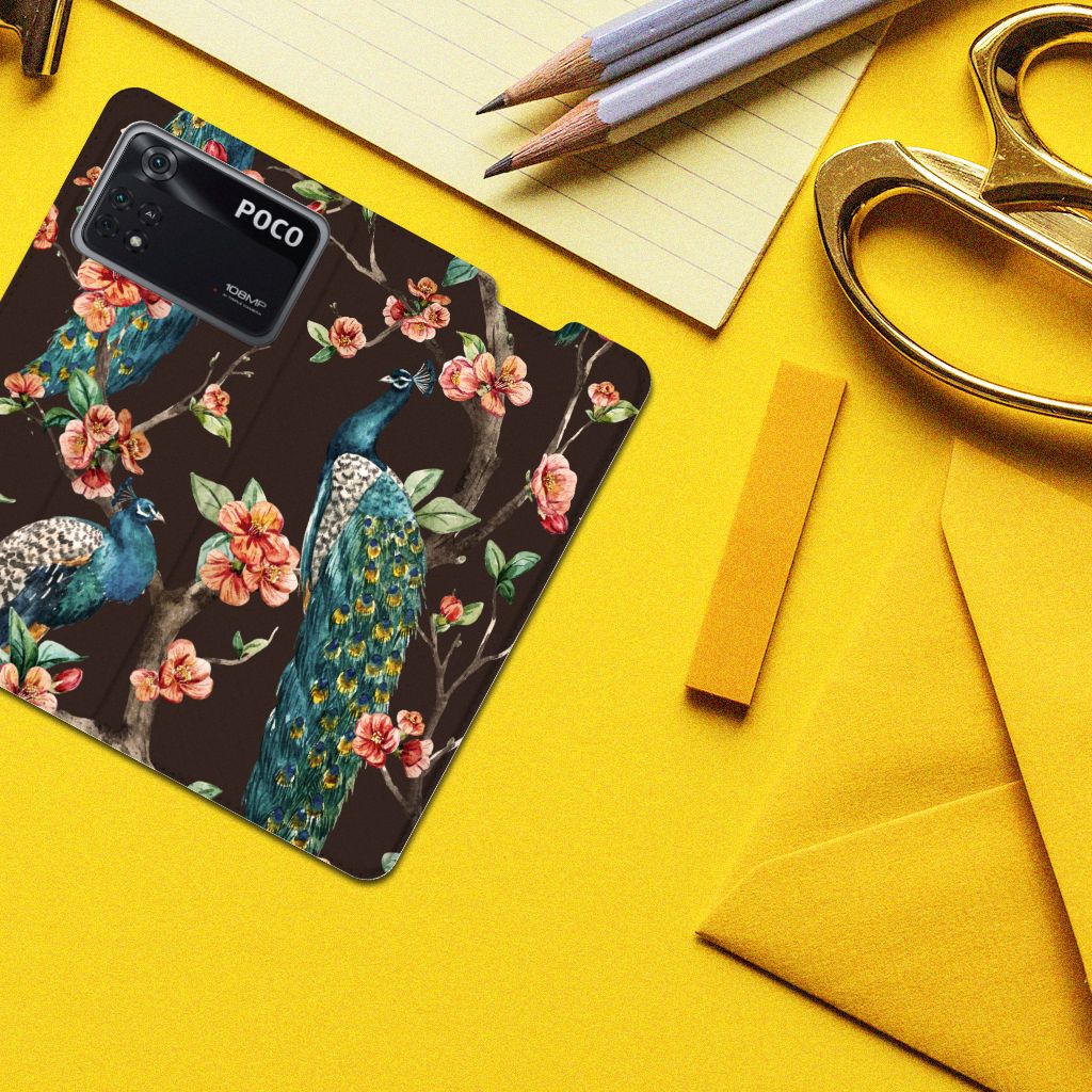 Poco X4 Pro 5G Hoesje maken Pauw met Bloemen - B2C Telecom
