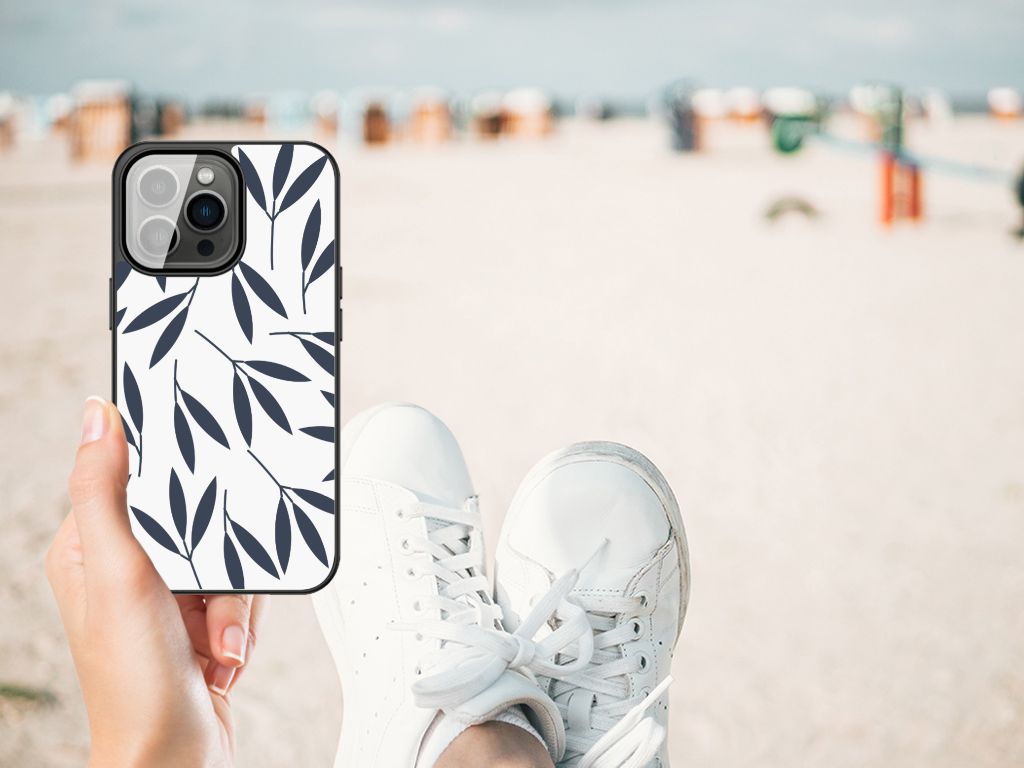 iPhone 13 Pro Max Bloemen Hoesje Leaves Blue B2C Telecom