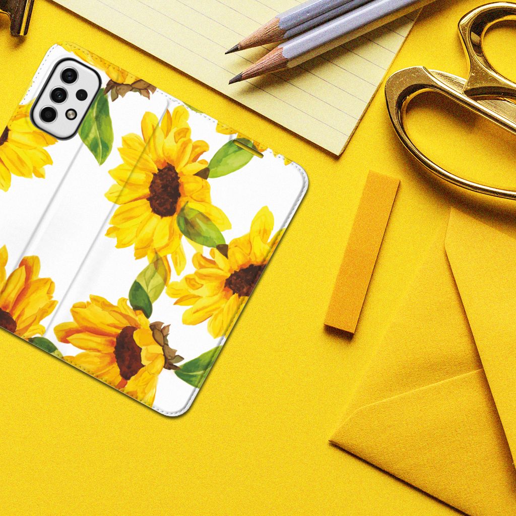 Smart Cover voor Samsung Galaxy A23 Zonnebloemen - B2C Telecom