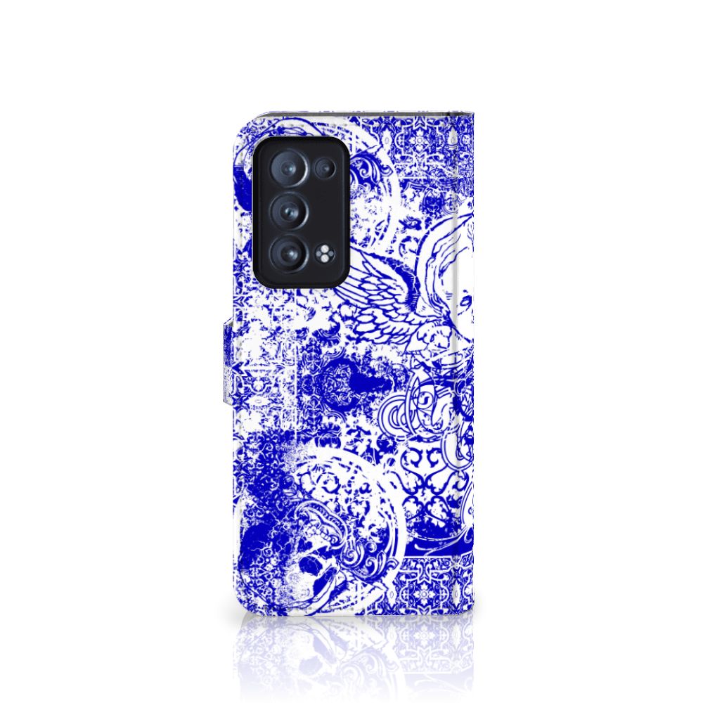 Telefoonhoesje met Naam OPPO Reno 6 Pro Plus 5G Angel Skull Blauw