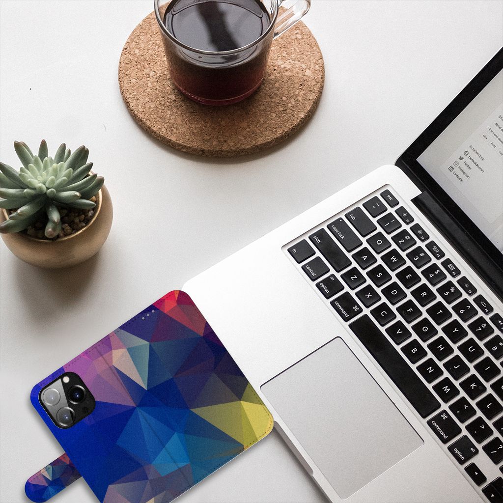 iPhone 14 Pro Book Case Polygon Dark