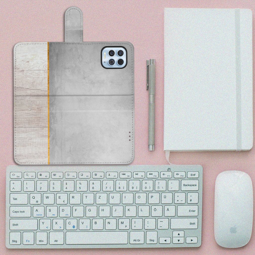Motorola Moto G100 Book Style Case Wood Concrete