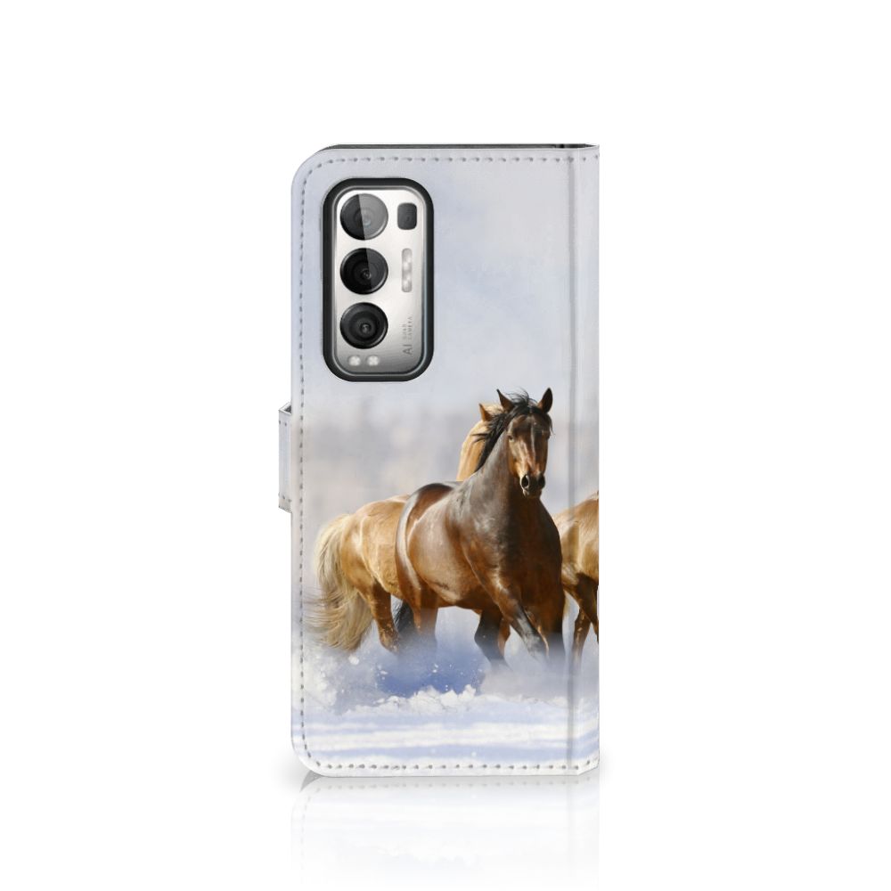OPPO Find X3 Neo 5G Telefoonhoesje met Pasjes Paarden