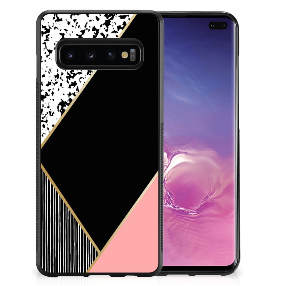 Samsung Galaxy S10+ Grip Case Zwart Roze Vormen