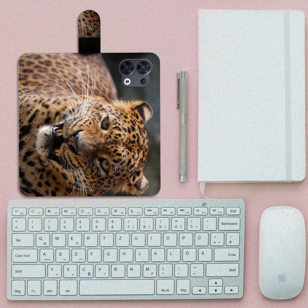 OPPO Reno8 Telefoonhoesje met Pasjes Luipaard