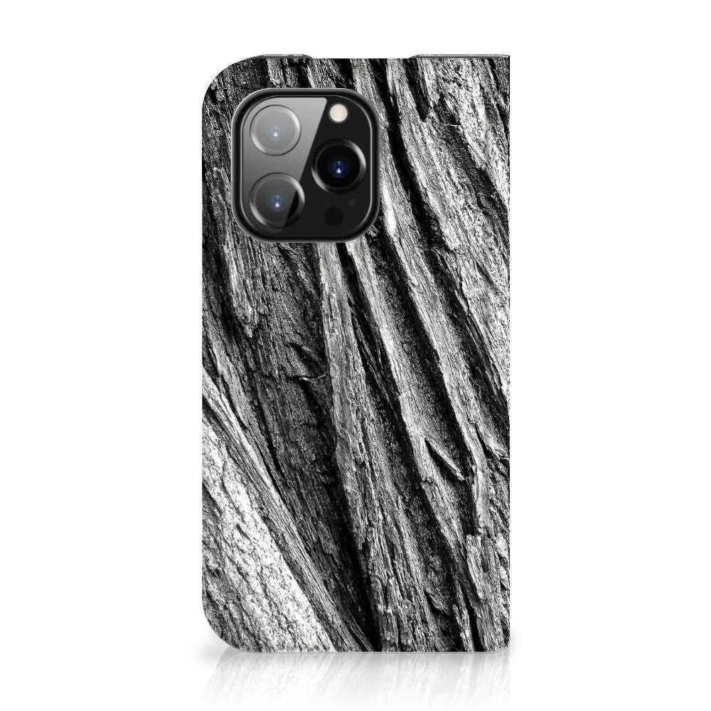Book Wallet Case iPhone 14 Pro Boomschors Grijs - B2C Telecom