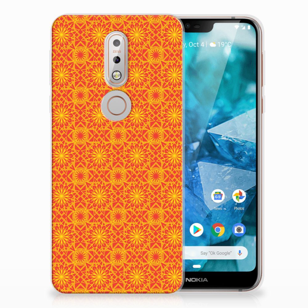 Nokia 7.1 TPU bumper Batik Oranje