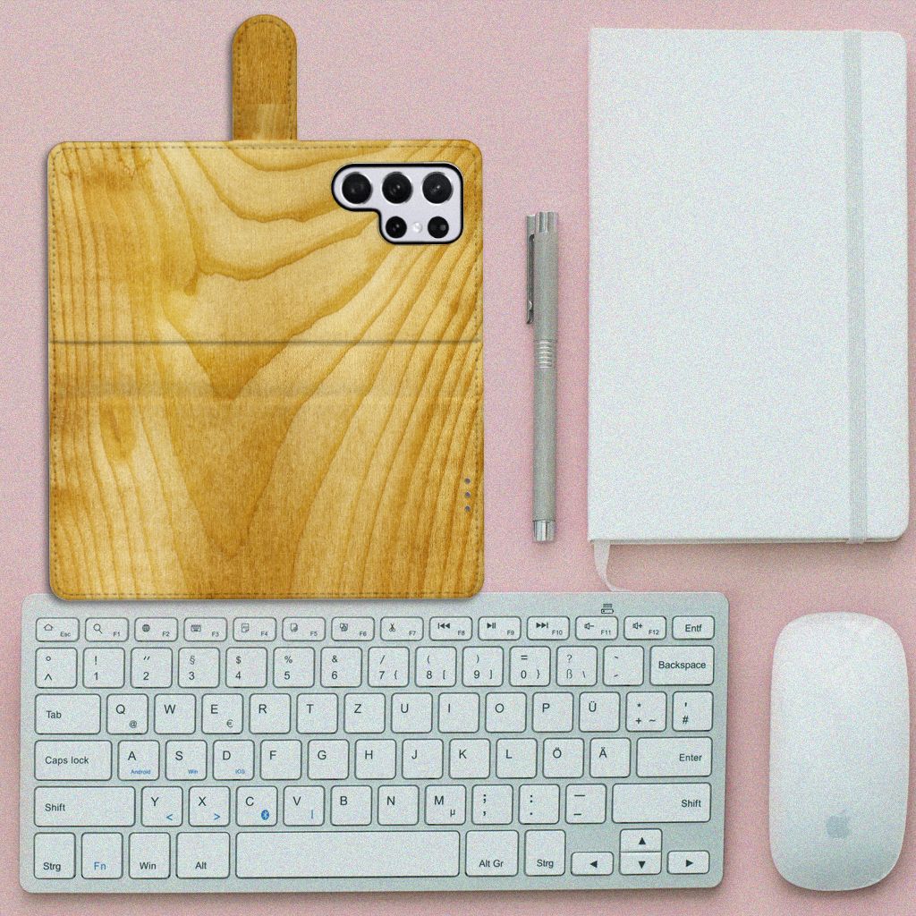Samsung Galaxy S22 Ultra Book Style Case Licht Hout