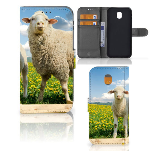 Samsung Galaxy J5 2017 Telefoonhoesje met Pasjes Schaap en Lammetje