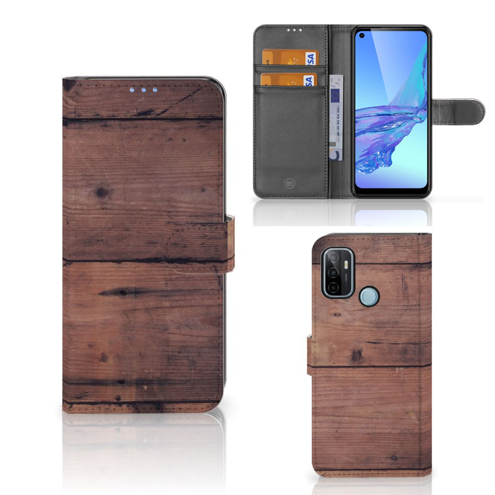 OPPO A53 | OPPO A53s Book Style Case Old Wood