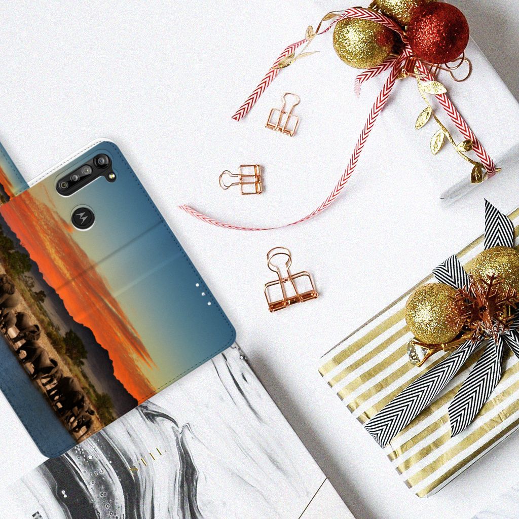 Motorola G8 Power Telefoonhoesje met Pasjes Olifanten