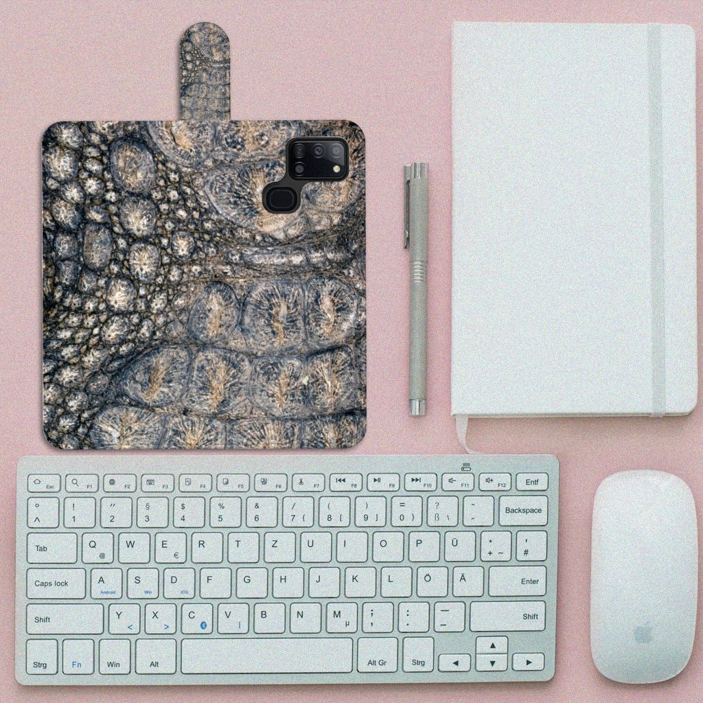 Samsung Galaxy A21s Telefoonhoesje met Pasjes Krokodillenprint