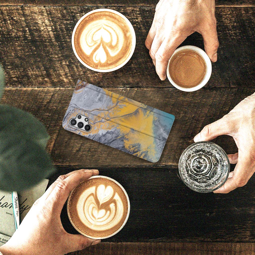 Samsung Galaxy A32 5G Standcase Marble Blue Gold - B2C Telecom